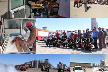 مانور حریق  و  زلزله در محل کارخانه سیمان باقران برگزار شد